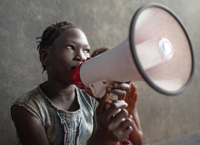 Girl holding a megaphone